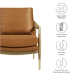 Maklaine Contemporary Upholstered Accent Armchair in Tan Walnut