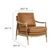 Maklaine Contemporary Upholstered Accent Armchair in Tan Walnut