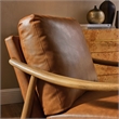 Maklaine Contemporary Upholstered Accent Armchair in Tan Walnut