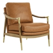 Maklaine Contemporary Upholstered Accent Armchair in Tan Walnut