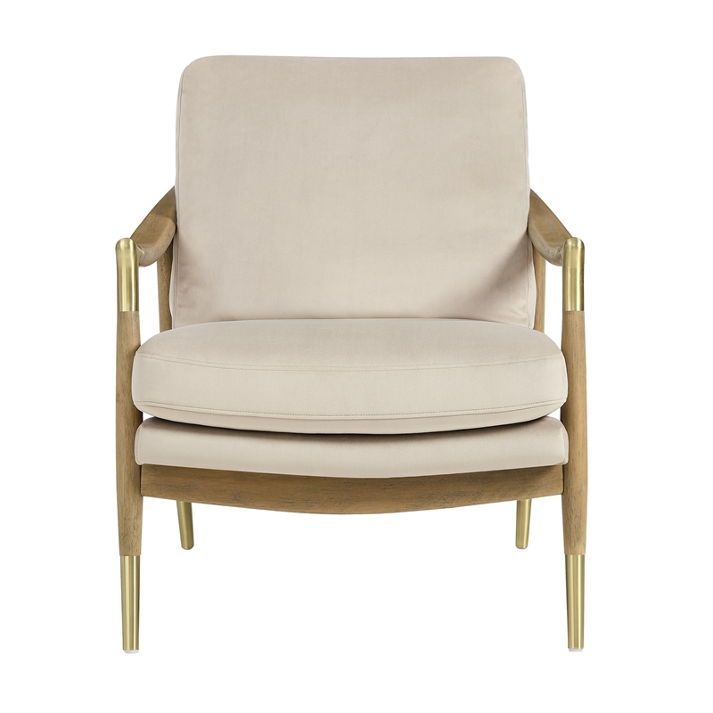 Maklaine Contemporary Upholstered Accent Armchair in Almond Walnut