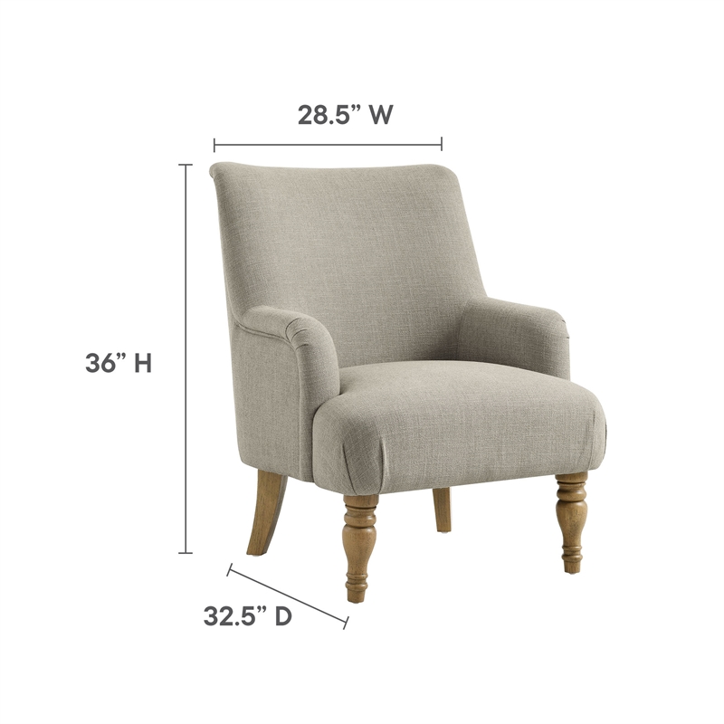 Maklaine Contemporary Fabric Upholstered Accent Armchair in Linen