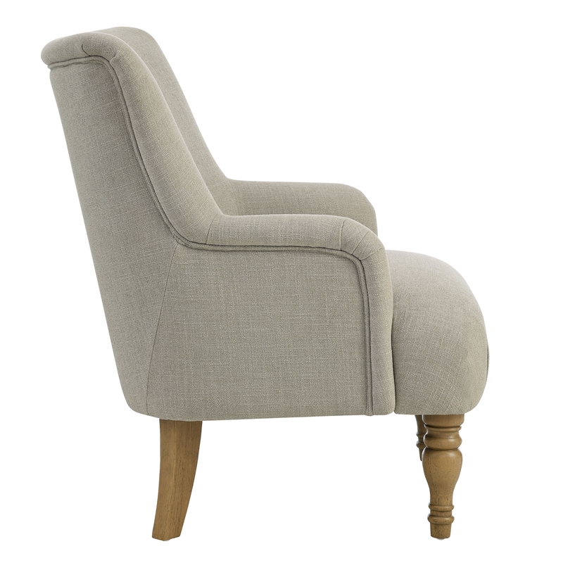 Maklaine Contemporary Fabric Upholstered Accent Armchair in Linen