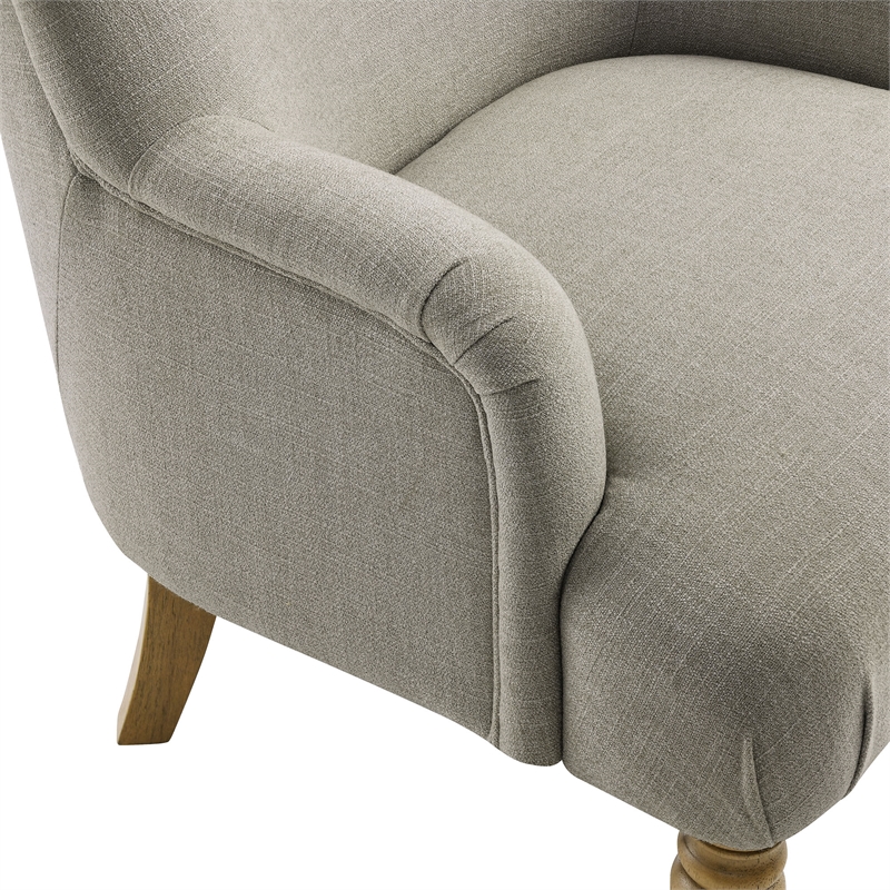 Maklaine Contemporary Fabric Upholstered Accent Armchair in Linen