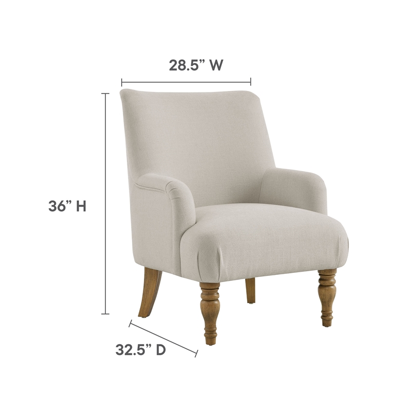 Maklaine Contemporary Fabric Upholstered Accent Armchair in Salt