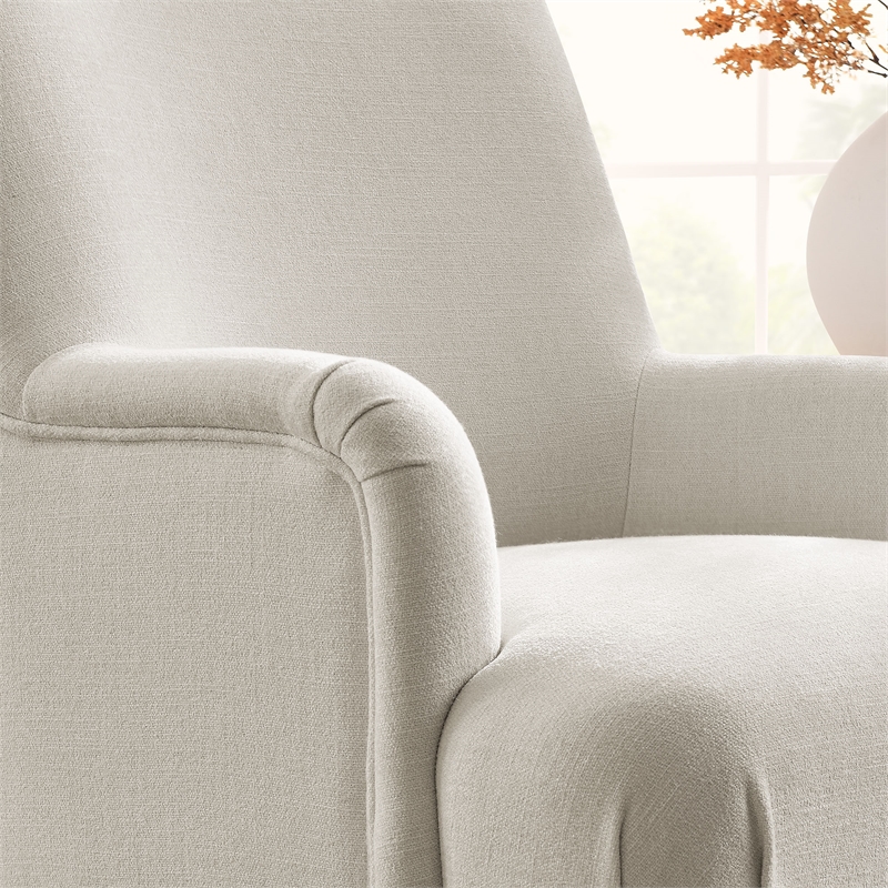 Maklaine Contemporary Fabric Upholstered Accent Armchair in Salt