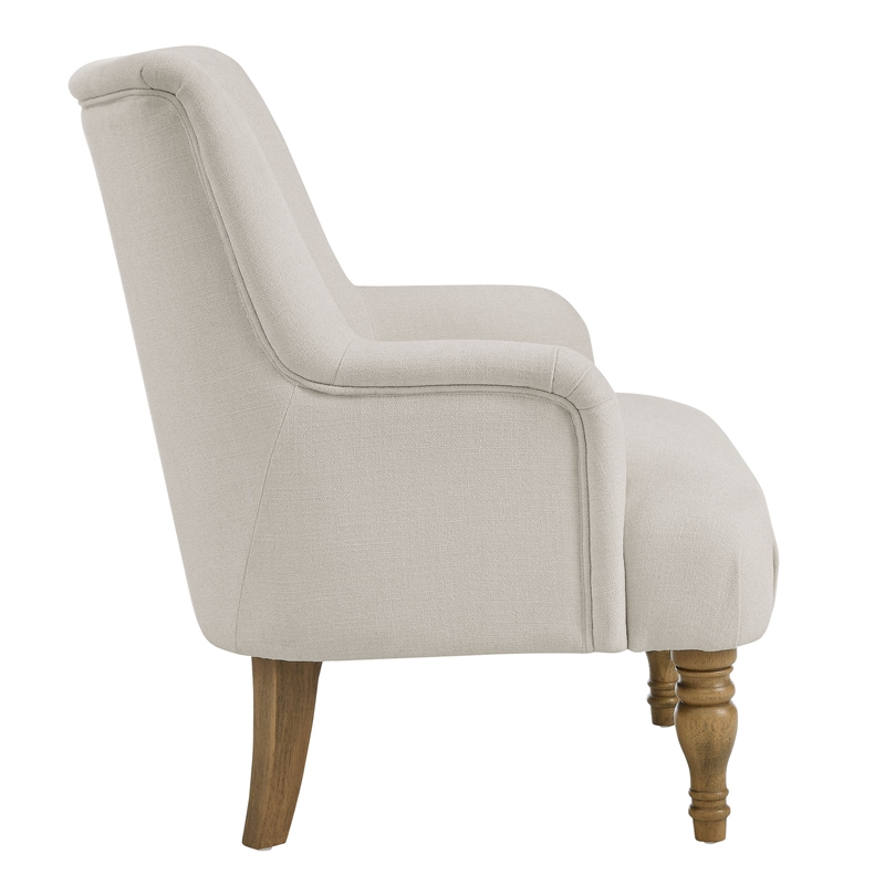 Maklaine Contemporary Fabric Upholstered Accent Armchair in Salt