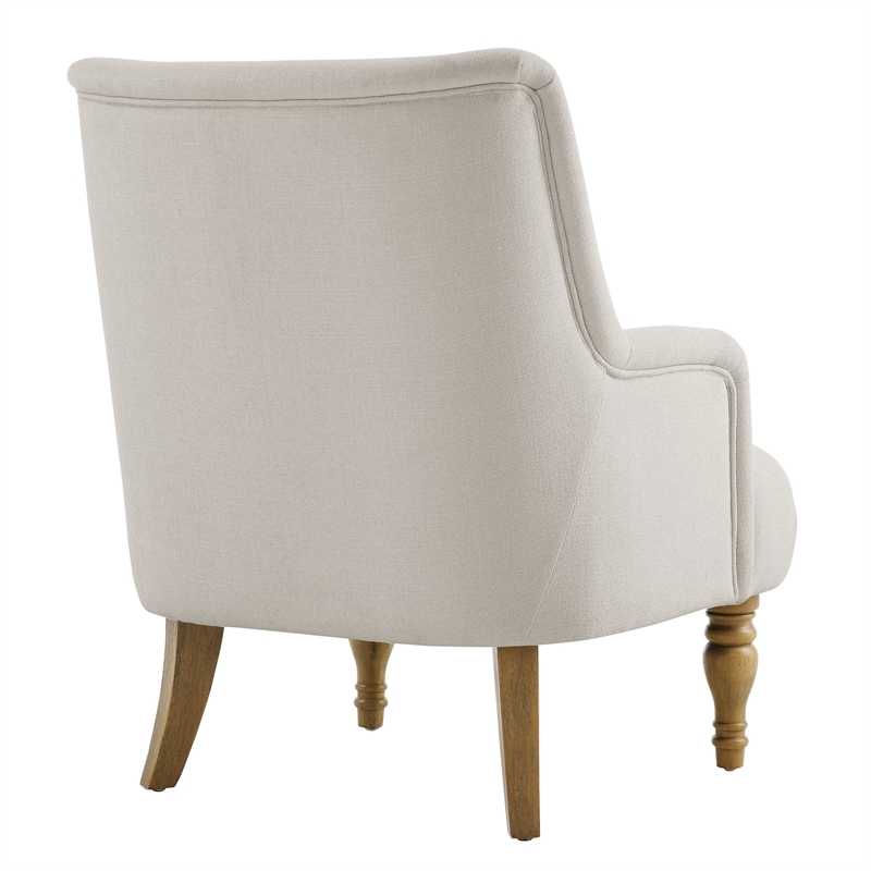 Maklaine Contemporary Fabric Upholstered Accent Armchair in Salt