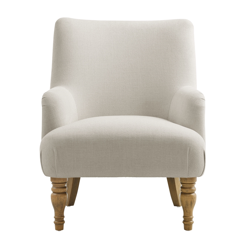 Maklaine Contemporary Fabric Upholstered Accent Armchair in Salt