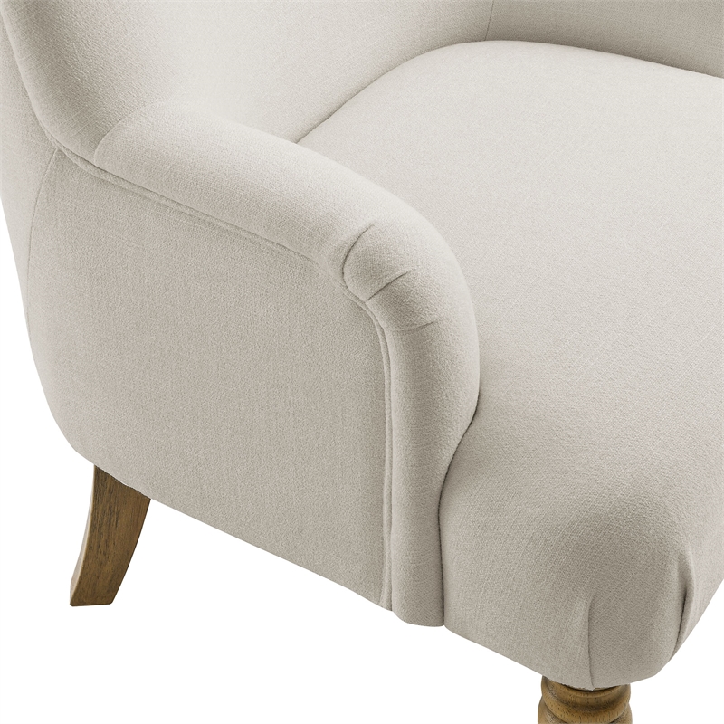 Maklaine Contemporary Fabric Upholstered Accent Armchair in Salt