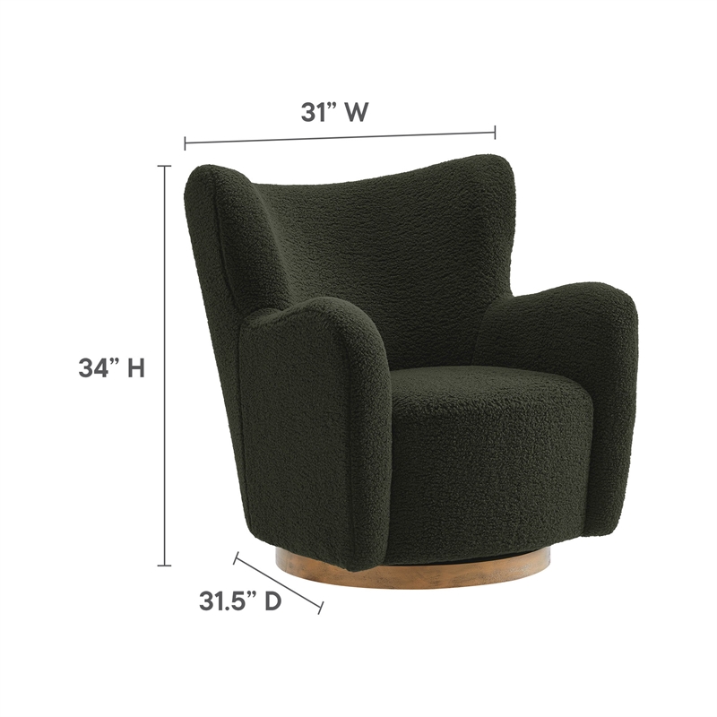 Maklaine Contemporary Upholstered Swivel Accent Chair in Fern Walnut