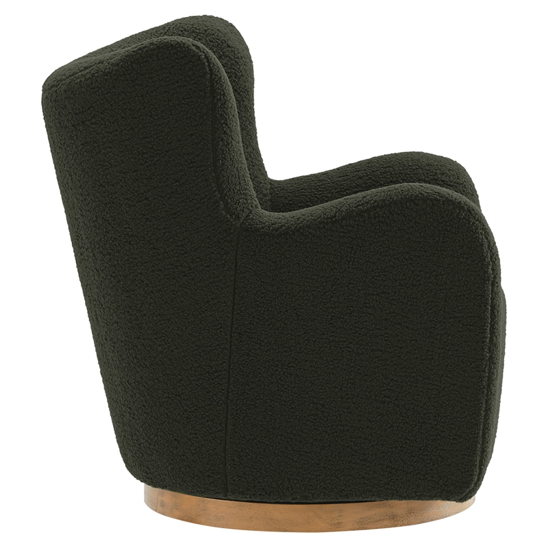 Maklaine Contemporary Upholstered Swivel Accent Chair in Fern Walnut