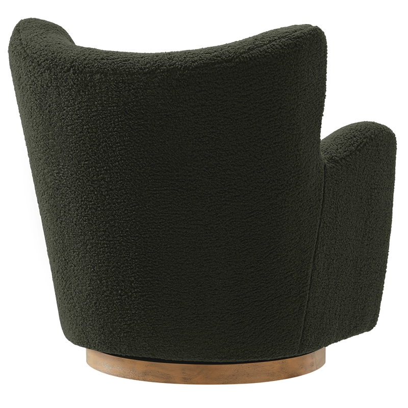 Maklaine Contemporary Upholstered Swivel Accent Chair in Fern Walnut