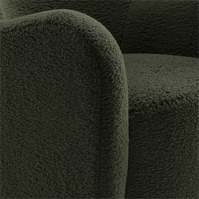 Maklaine Contemporary Upholstered Swivel Accent Chair in Fern Walnut