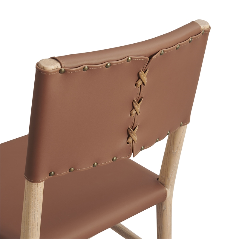 Maklaine Contemporary Dining Side Chairs Set of 2 in Natural