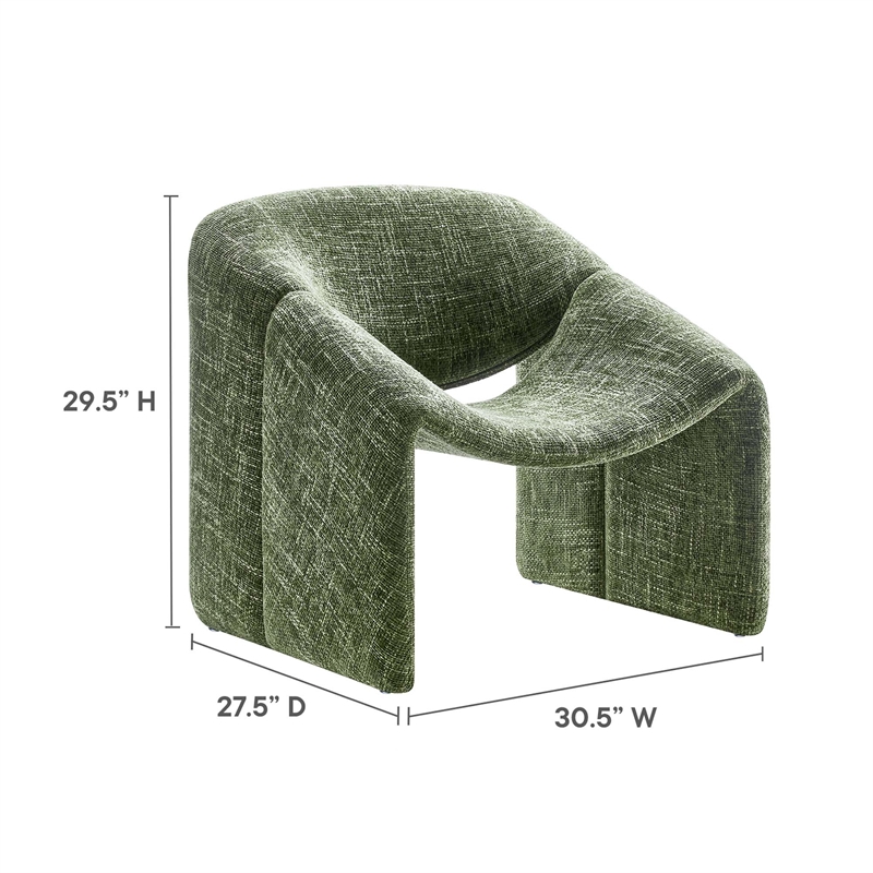 Maklaine Metal Frame and Chenille Upholstered Accent Chair in Basil