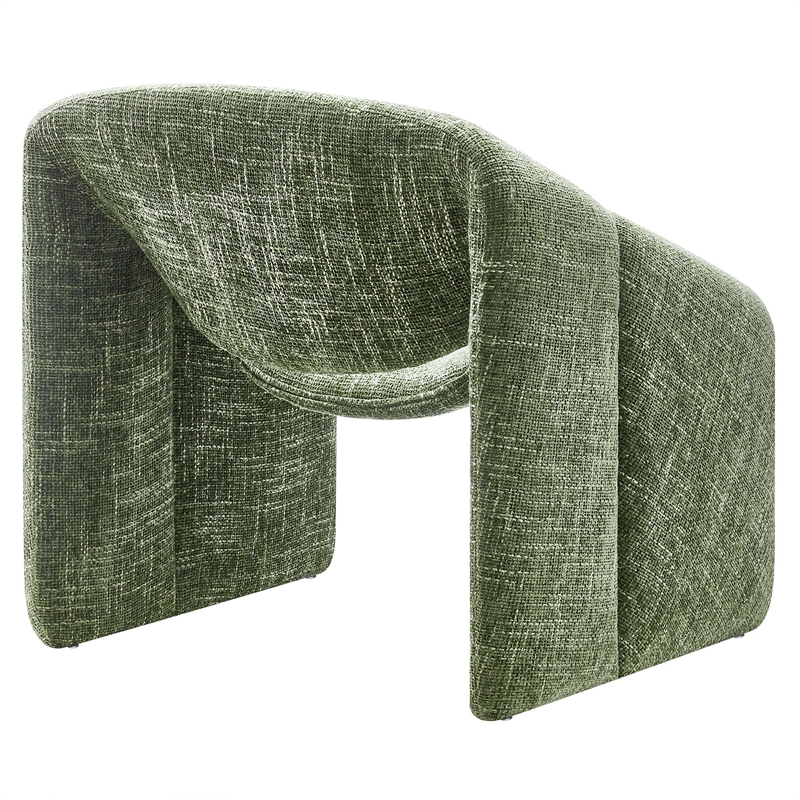 Maklaine Metal Frame and Chenille Upholstered Accent Chair in Basil