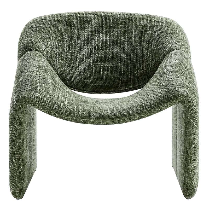 Maklaine Metal Frame and Chenille Upholstered Accent Chair in Basil