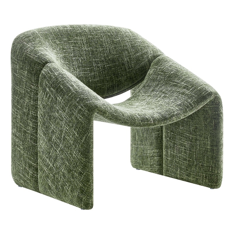Maklaine Metal Frame and Chenille Upholstered Accent Chair in Basil