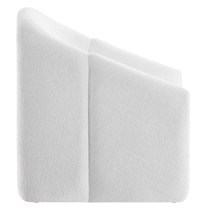 Maklaine Metal Frame and Chenille Upholstered Accent Chair in Frost