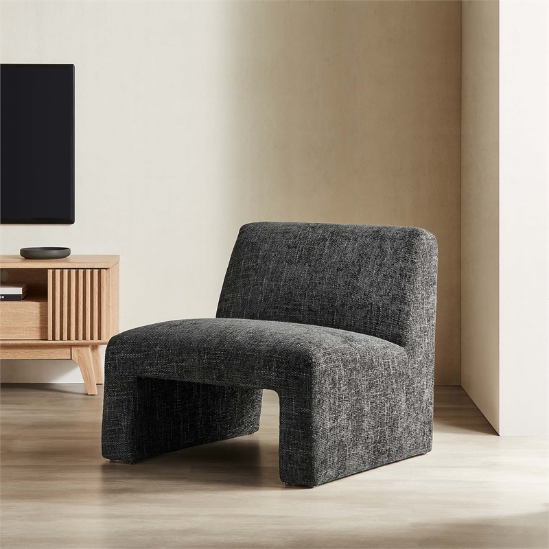 Maklaine Contemporary Dense Foam Padding Accent Chair in Carbon Black