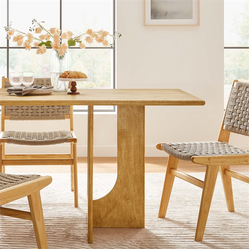 Maklaine Modern / Contemporary Solid Mango Wood Dining Table in Oak