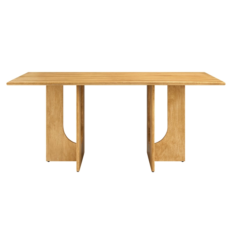 Maklaine Modern / Contemporary Solid Mango Wood Dining Table in Oak