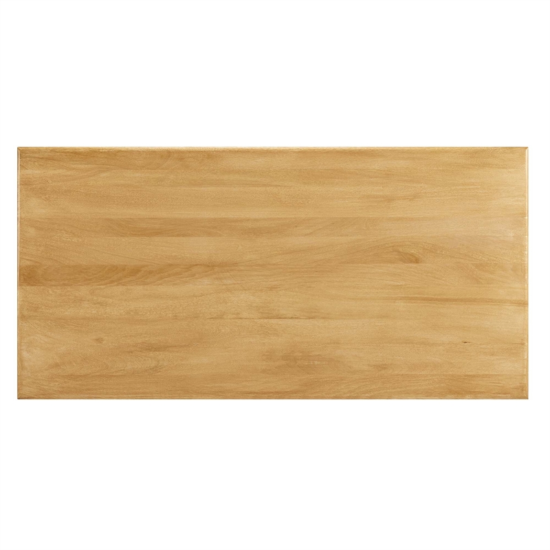 Maklaine Modern / Contemporary Solid Mango Wood Dining Table in Oak