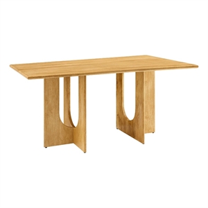 Maklaine Modern / Contemporary Solid Mango Wood Dining Table in Oak