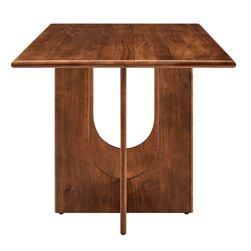 Maklaine Contemporary Solid Mango Wood Dining Table in Walnut