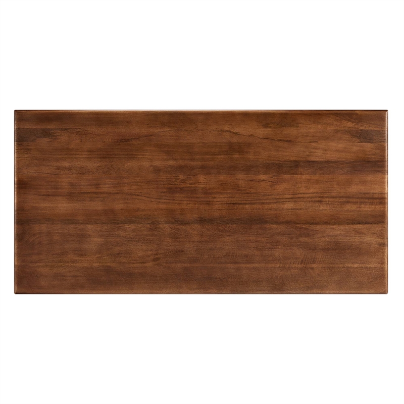 Maklaine Contemporary Solid Mango Wood Dining Table in Walnut