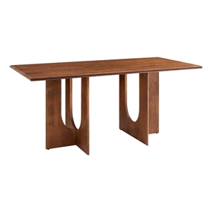 Maklaine Contemporary Solid Mango Wood Dining Table in Walnut