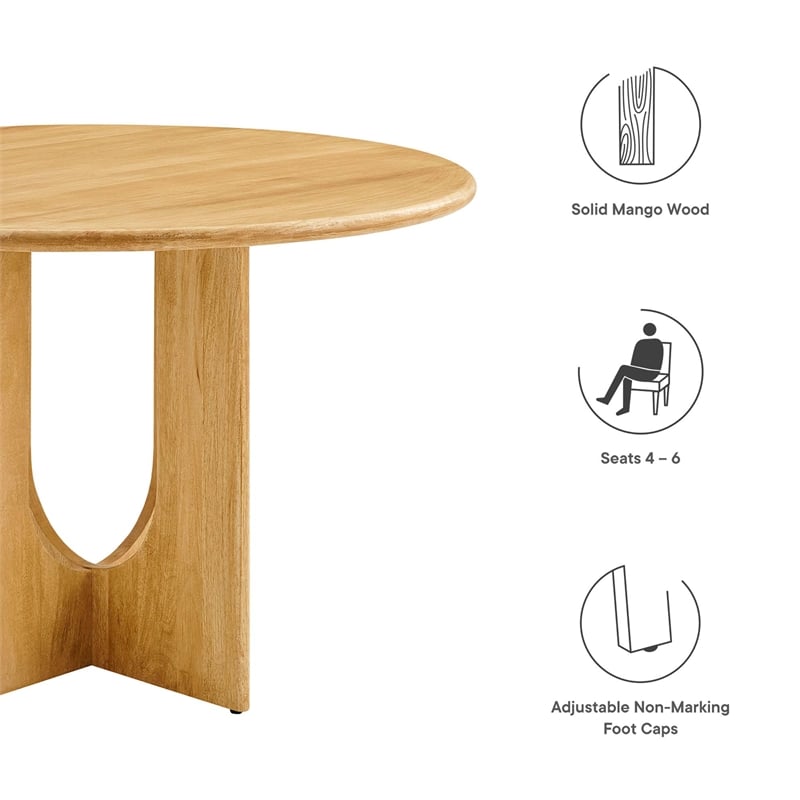 Maklaine Modern / Contemporary Solid Mango Wood Dining Table in Oak