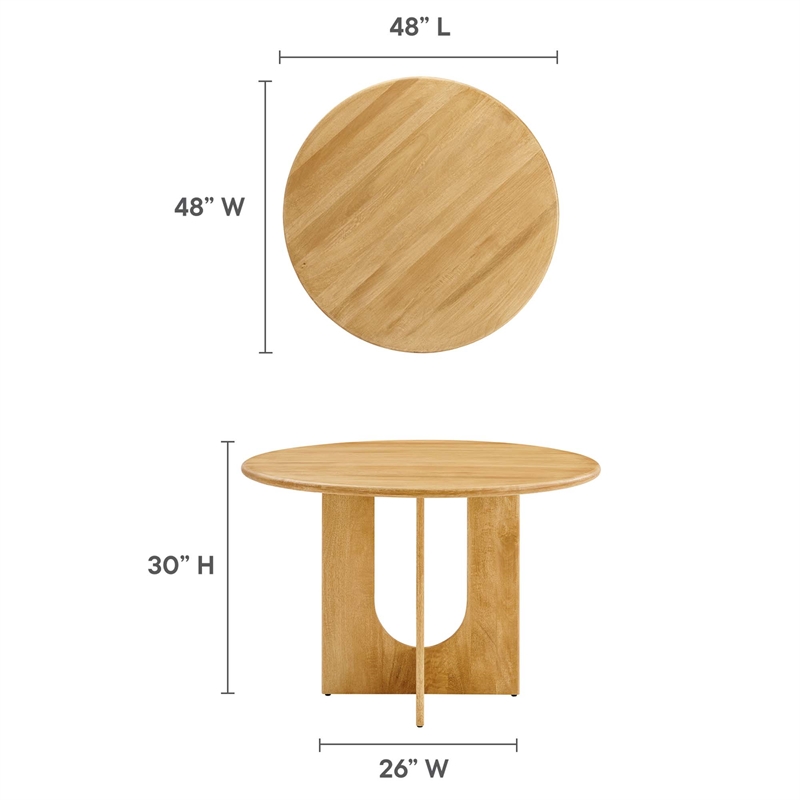 Maklaine Modern / Contemporary Solid Mango Wood Dining Table in Oak