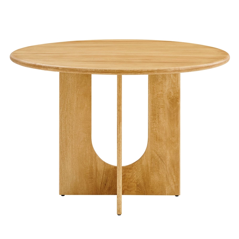 Maklaine Modern / Contemporary Solid Mango Wood Dining Table in Oak
