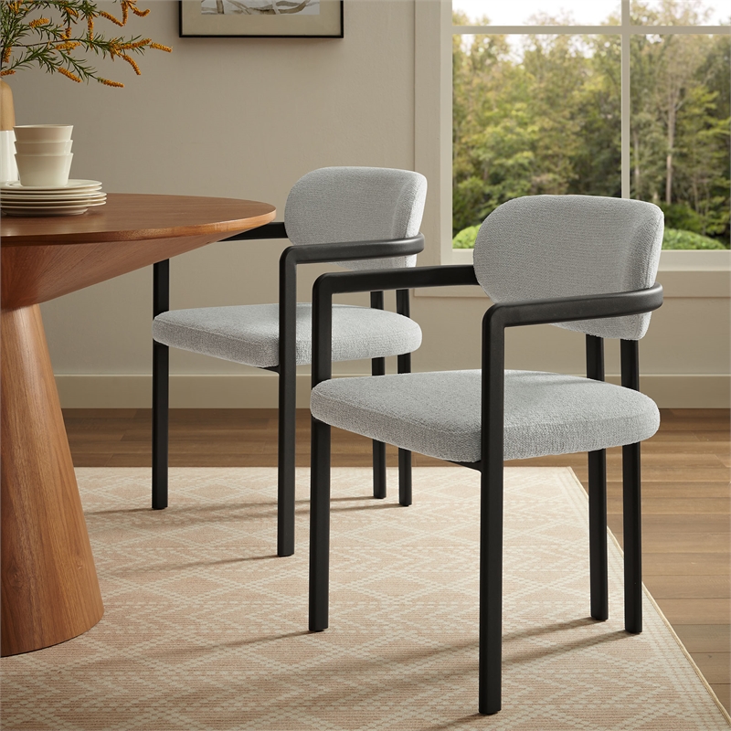 Maklaine Contemporary Open Back Design Dining Chair in Black Dove Gray