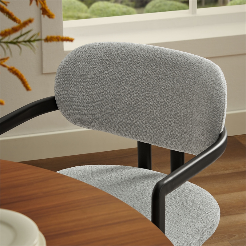 Maklaine Contemporary Open Back Design Dining Chair in Black Dove Gray