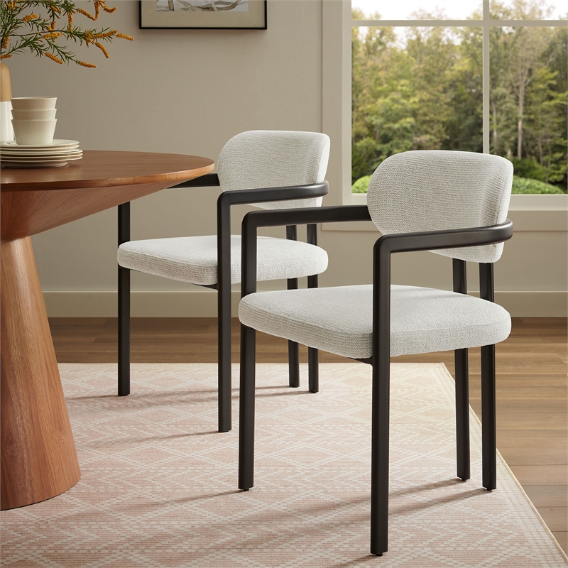 Maklaine Contemporary Open Back Design Dining Chair in Black Cream White