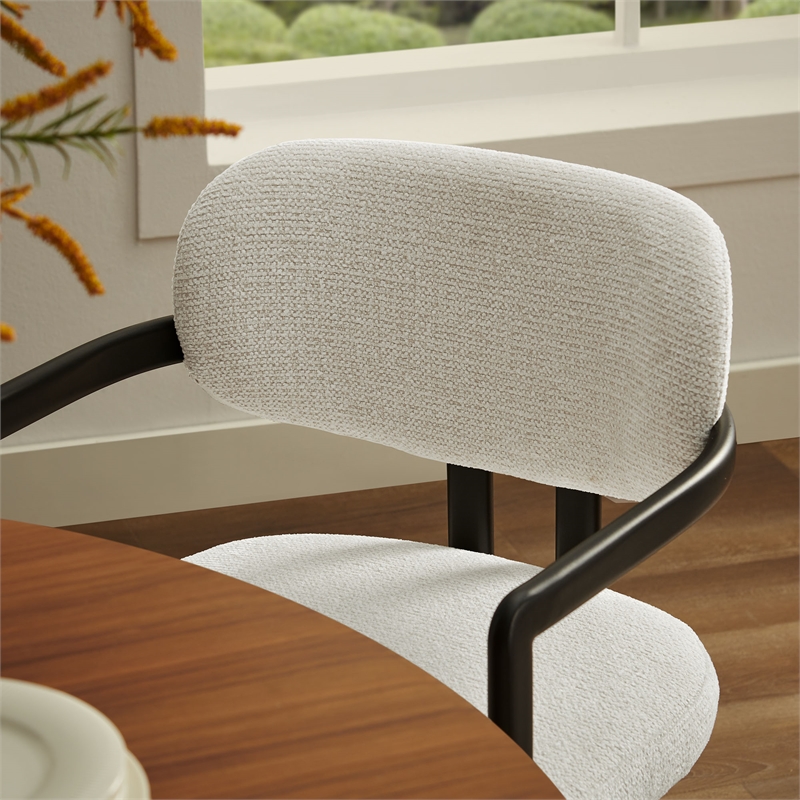 Maklaine Contemporary Open Back Design Dining Chair in Black Cream White