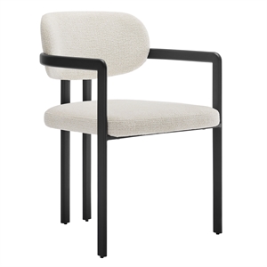 Maklaine Contemporary Open Back Design Dining Chair in Black Cream White