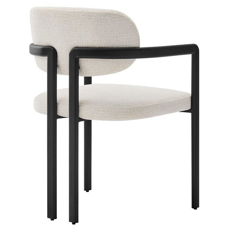 Maklaine Contemporary Open Back Design Dining Chair in Black Cream White