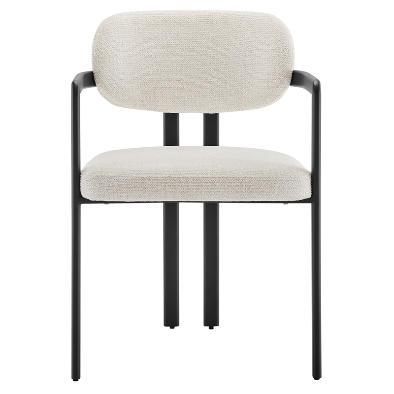 Maklaine Contemporary Open Back Design Dining Chair in Black Cream White