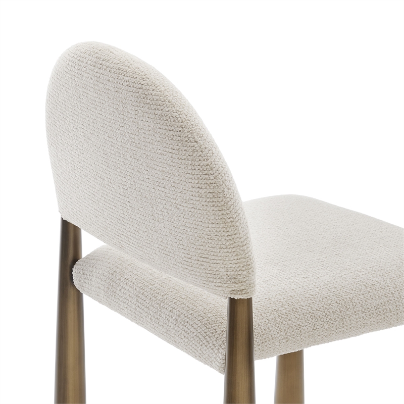 Maklaine Contemporary Arched Half-Moon Backrest Dining Side Chair in Brass Cream