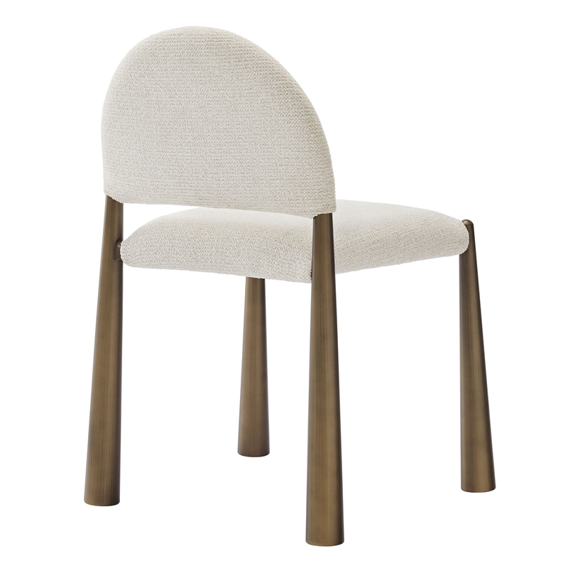 Maklaine Contemporary Arched Half-Moon Backrest Dining Side Chair in Brass Cream