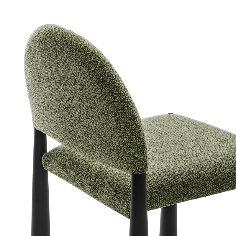 Maklaine Contemporary Arched Half-Moon Backrest Dining Side Chair in Black Leaf