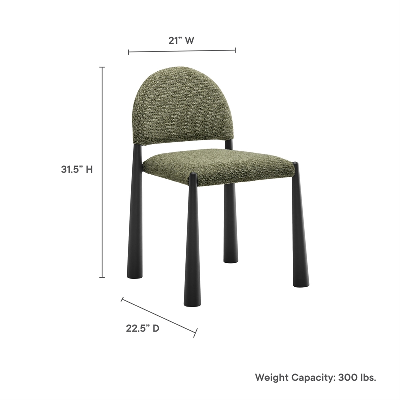 Maklaine Contemporary Arched Half-Moon Backrest Dining Side Chair in Black Leaf