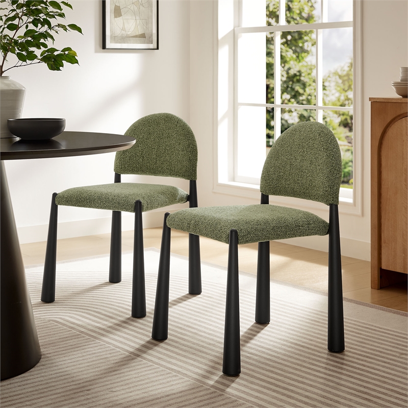 Maklaine Contemporary Arched Half-Moon Backrest Dining Side Chair in Black Leaf