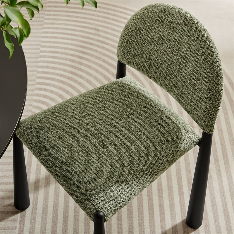 Maklaine Contemporary Arched Half-Moon Backrest Dining Side Chair in Black Leaf