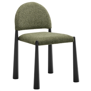 Maklaine Contemporary Arched Half-Moon Backrest Dining Side Chair in Black Leaf