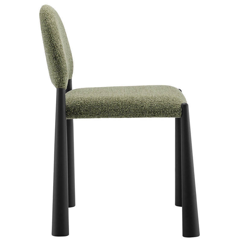 Maklaine Contemporary Arched Half-Moon Backrest Dining Side Chair in Black Leaf